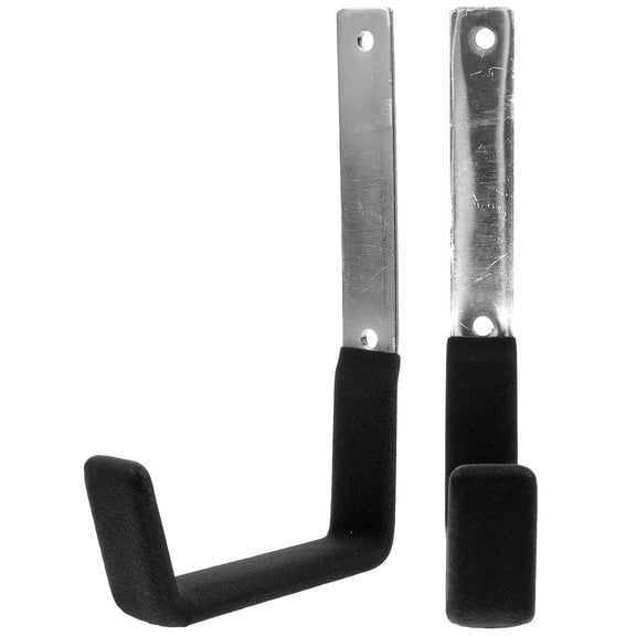 MOKKHNB 2-Pack Black L-Shaped Heavy Duty Metal Wall Hooks for Hanging Tools, Equipment, and Household Items