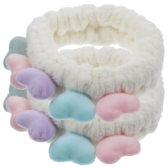 MOKKHNB 2Pcs Washing Face Hair Bands Beige Soft Adjustable Elastic Heart Hair Scrunchies