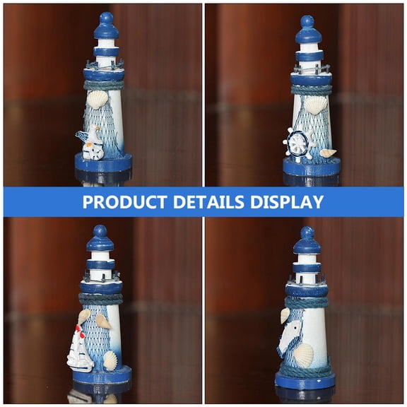 MOKKHNB Mediterranean Style Lighthouse Decoration Blue and White 2Pcs