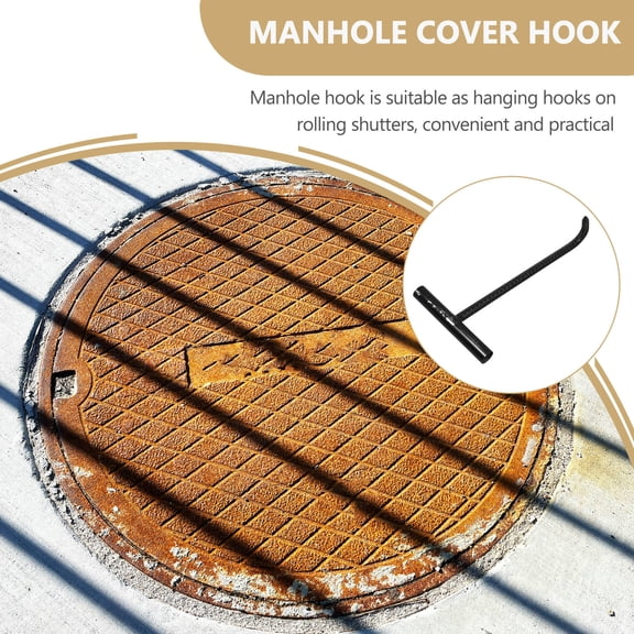 MOKKHNB Steel Manhole Cover Lifter T-Post Puller Utility Hook Black 2Pcs