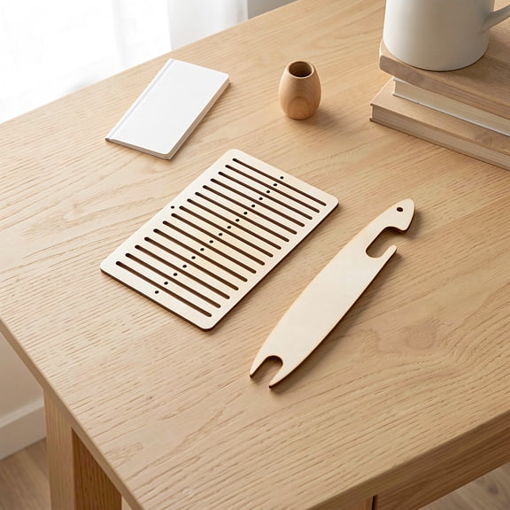 MOKKHNB 3 Sets Wooden Strap Weaving Loom with Shuttle, Compact Craft Tool