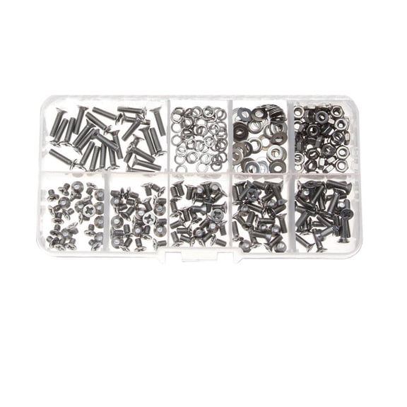 MOKKHNB 300Pcs Countersunk Head Screws Set in Plated Silver Stainless Steel for Repairing Needs