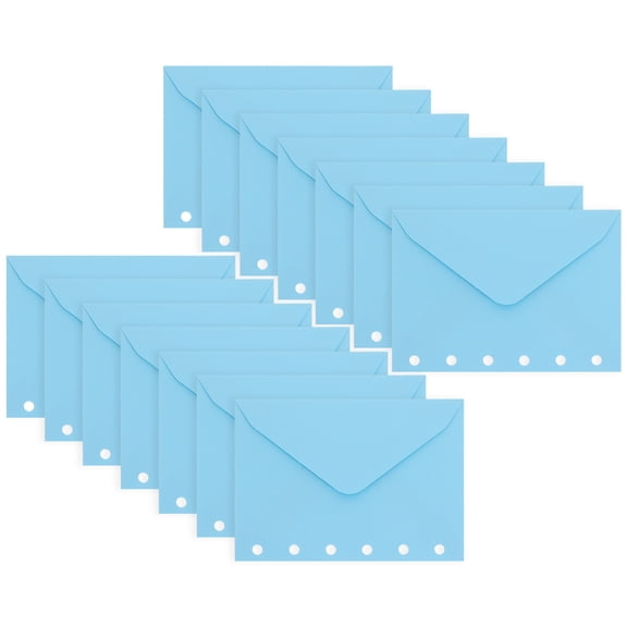 MOKKHNB 30Pcs Blue Binder Envelope Pouch for A7 Loose Leaf Paper Storage Refillable Folder with 6 Hole Punch