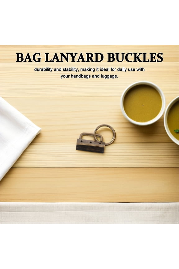 30Pcs Webbing Keychain Hardware Set with Split Key Ring and Golden Strap End for DIY Lanyards