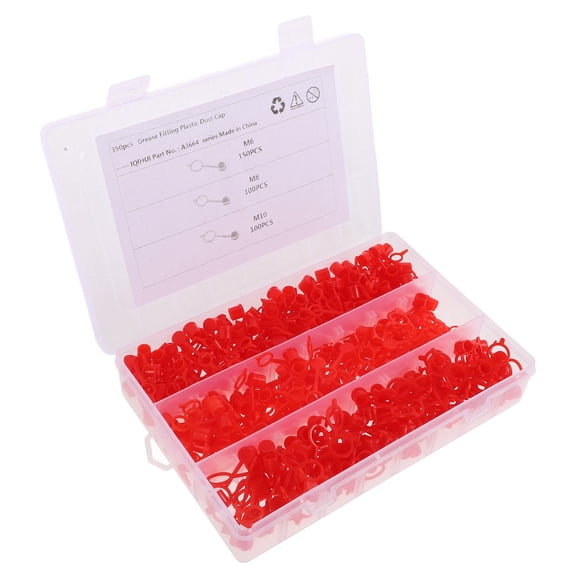 MOKKHNB Automotive Cap Plugs Grease Fitting Caps Red Polythene 350Pcs