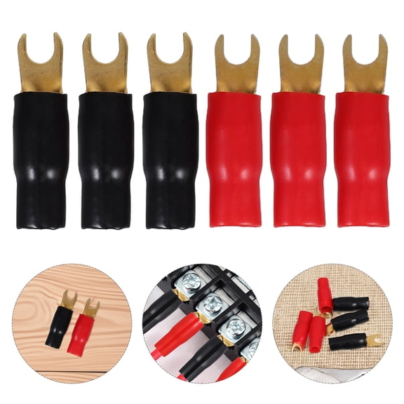 MOKKHNB 3Pairs Assorted Color 0Ga Fork Terminal Crimp Connectors for Power and Ground Wire
