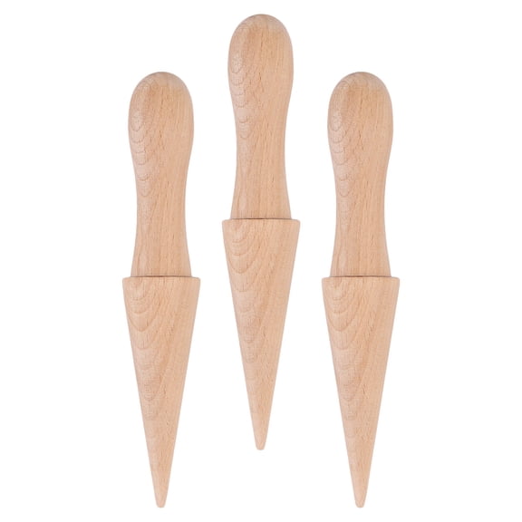 MOKKHNB 3-Piece Wooden Waffle Cone Roller Mold, Ice Cream Cone Maker Tool Baking, Kitchen Dessert Accessories Set