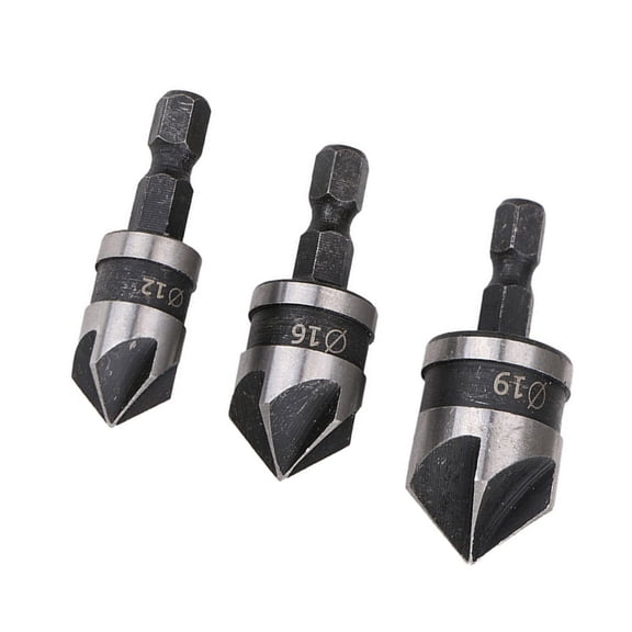MOKKHNB 3Pcs Carbon Steel Deburring Bit for Drilling Multiuse Countersink Tool High Hardness Rustproof