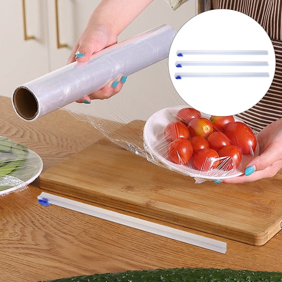 MOKKHNB 3Pcs Clear Plastic Wrap Cutter for Home Kitchen Use Compatible with Foil and Wax Paper