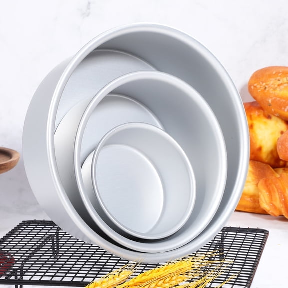 MOKKHNB 3Pcs Deep Aluminium Cake Tins with Rolled Rim for Easy Baking and Heat Dissipation