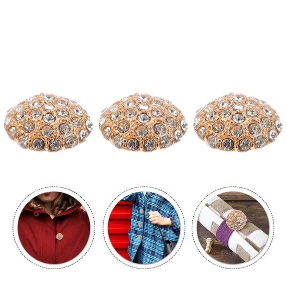 MOKKHNB 3Pcs Golden Crystal Sewing Buttons for Coat Sofa Upholstery and Decorative Crafts