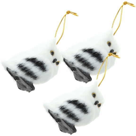 MOKKHNB 3Pcs Mini Owl Statue Furry Owl Ornament Artificial Plush Cartoon Theme Home Decoration