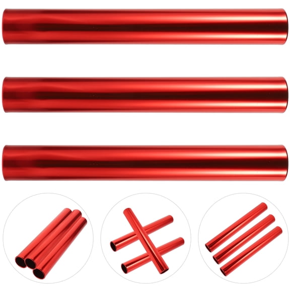 MOKKHNB 3Pcs Red Aluminum Relay Sticks for Outdoor Track Race Training and Competition