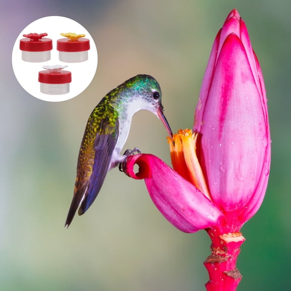MOKKHNB 3-Pack Small Plastic Flower Bird Feeders Replacement Accessories in Assorted Colors for Outdoor Garden
