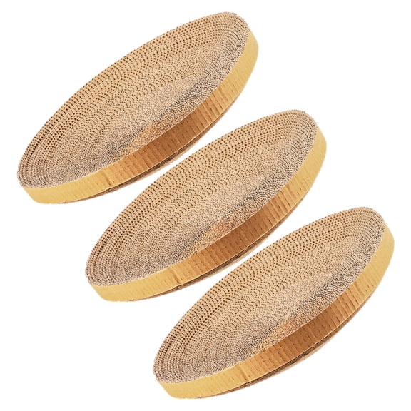 MOKKHNB Khaki Corrugated Paper Cat Scratcher Pads Replacement 3 Pieces
