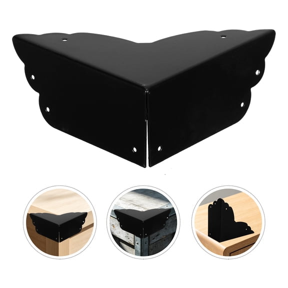 MOKKHNB 4Pcs Antique Metal Box Corners Black Corner Protectors for Home Wooden Storage Boxes