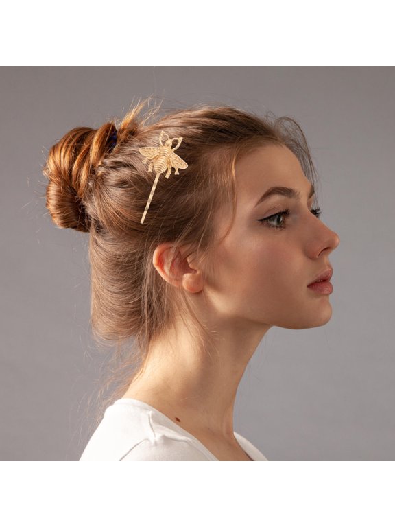 4Pcs Bee Hair Accessories Set Golden Metal Hairpins Unique Animal Style Clips for Decoration