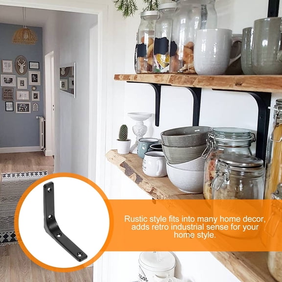 MOKKHNB 4Pcs Wall Mounted Rack Support Brackets in Black Stainless Steel