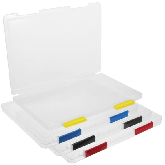 MOKKHNB Transparent File Boxes Thin Document Storage Box Plastic 4Pcs