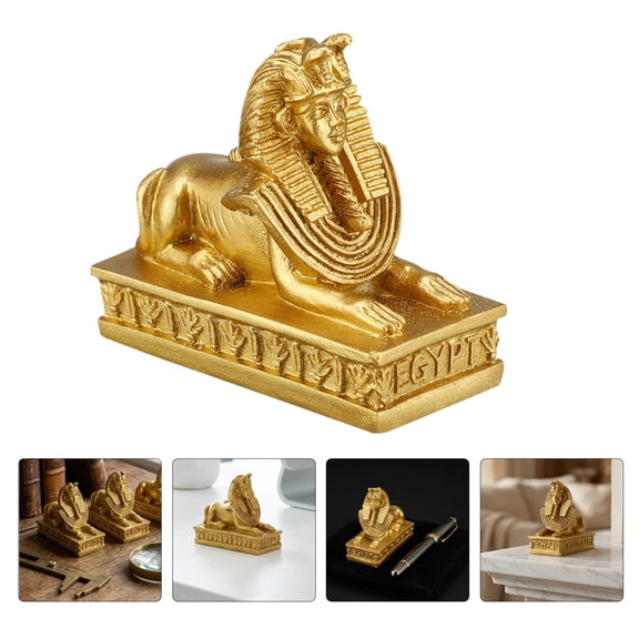 MOKKHNB Set of 4 Egyptian Style Golden Sphinx Figurines for and Modern Home Interior Decoration