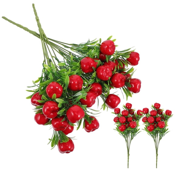 MOKKHNB 4Pcs Faux Apples Branches Plastic Stems for Rustic Party and Wedding Decoration