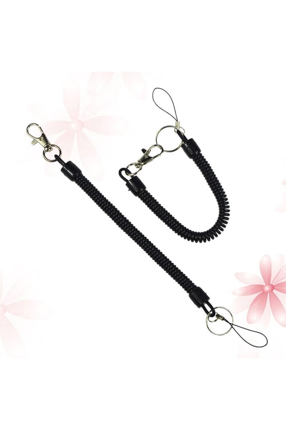 4Pcs Flexible Black Spring Keychain Retractable Key Holder for Belt Loop