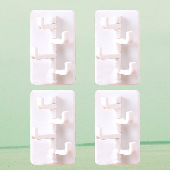 MOKKHNB 4Pcs Hanging Hooks White Plastic Rotating Four Claw Adhesive Hooks for Belt and Hat