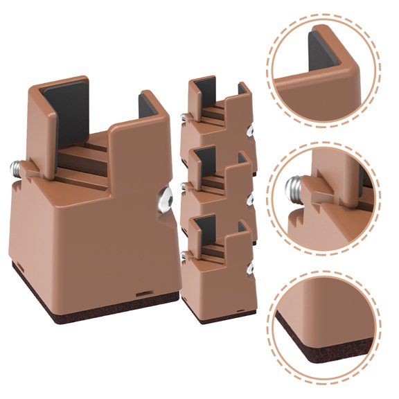 MOKKHNB 4Pcs Home Use Furniture Risers in Light Brown Adjustable Width for Table Chair Couch