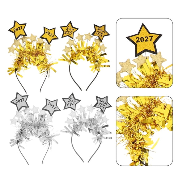 MOKKHNB 2027 New Year Eve Headbands Assorted Color Eye-Catching Stars