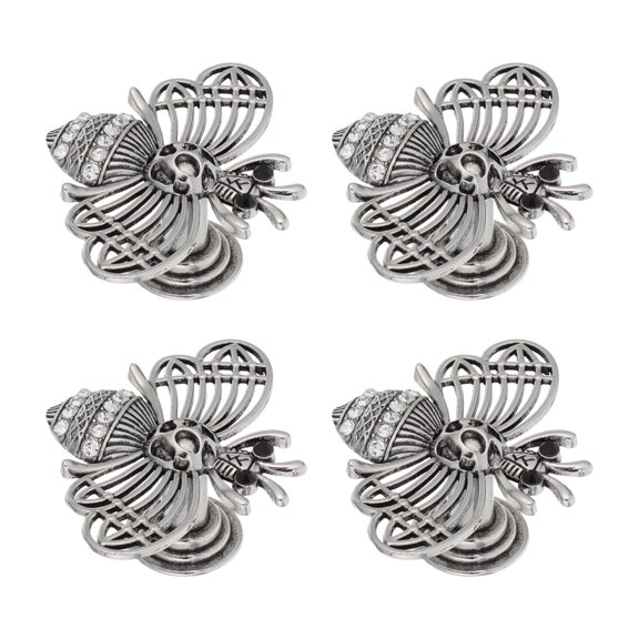 MOKKHNB 4Pcs Plated Silver Bee Shape Cabinet Door Knobs Zinc Alloy Vintage Decorative Drawer Pulls