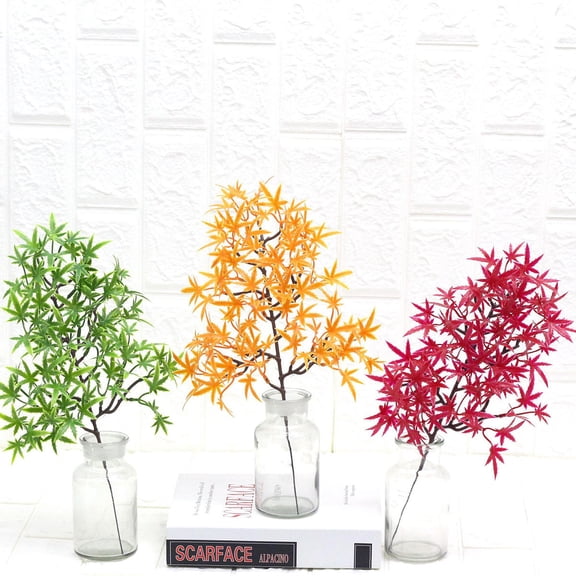 MOKKHNB 4Pcs Red Artificial Maple Leaf Plant for Christmas Tree and Home Wedding Decoration