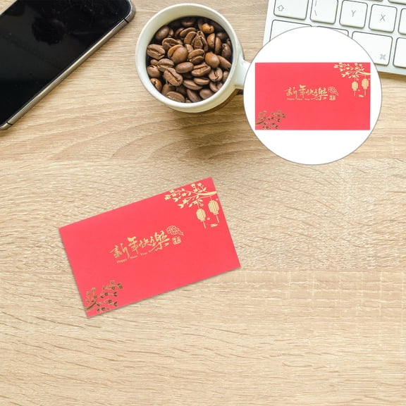MOKKHNB 4Pcs Red Chinese Blessing Cards for New Year with Warm Wishes and Paper Craft Material