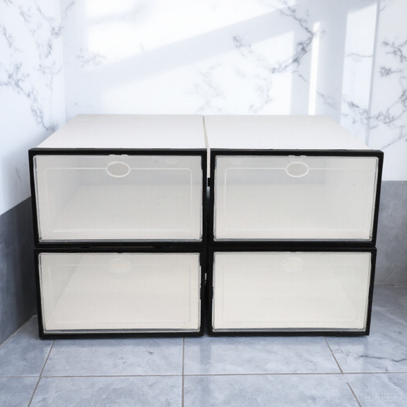 MOKKHNB 4Pcs Compact Home Use Shoe Containers with Transparent Lid and Stackable Design