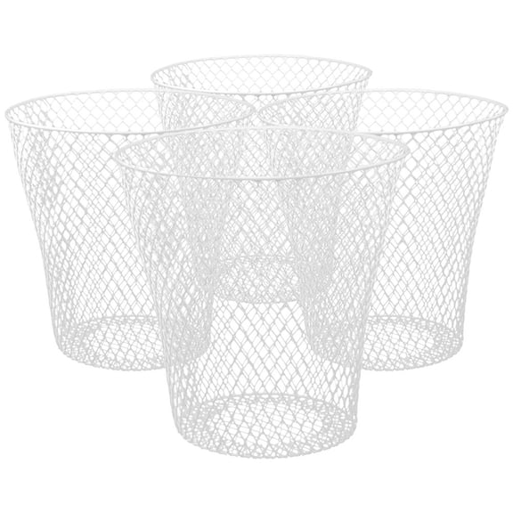 MOKKHNB 4Pcs White Iron Mesh Storage Basket Multi Purpose Trash Can Fruit Vegetable Protector
