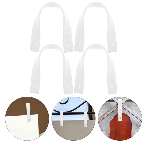 MOKKHNB 4Pcs White PU Belt Hanger Wall Mounted Strap for Wedding Sign Display Seating Chart Organizer