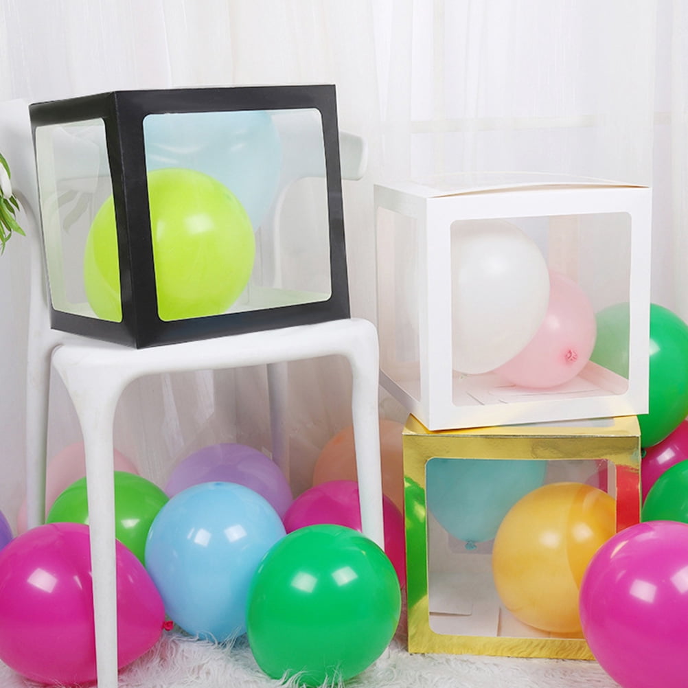 MOKKHNB Party Balloon Box Black 4Set 11.8In Cube Graduation Ceremony ...