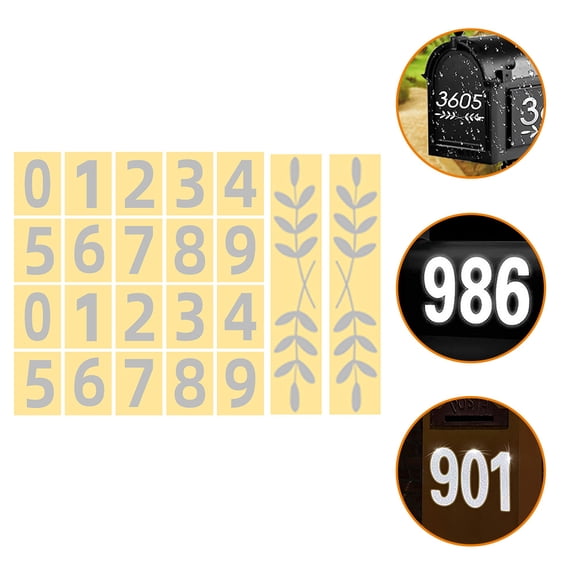 MOKKHNB 4Sets Plated Silver Reflective Mailbox Number Decals with Easy Peel Adhesive for Outdoor Use