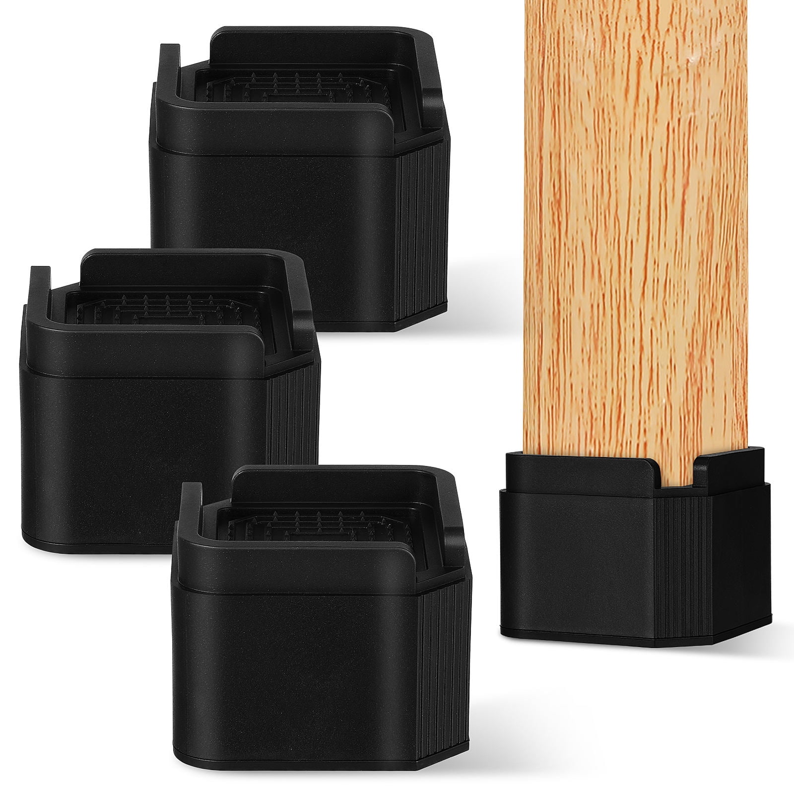 Bed Height Riser MOKKHNB 4pcs Black Stackable Furniture Height Extenders Adjustable Bed ...