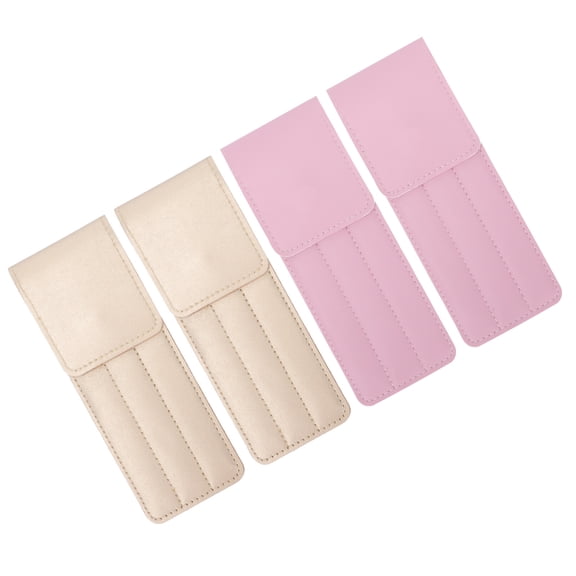 MOKKHNB 4pcs Organizer Pouch Makeup Storage Bag Pink PU Leather Travel Women