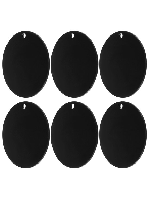 50 Pieces Black Round Acrylic Blanks with Hole for Keychain Making and Engraving Craft Supplies