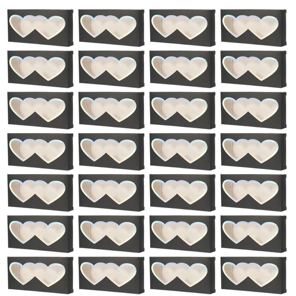 MOKKHNB Loving Heart Eyelash Packaging Box Black Paper Clear Lid Protection