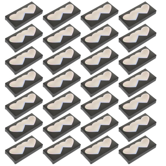 MOKKHNB 50Pcs Paper Eyelash Packaging Box Black Clear Lid for Clean and Practical False Eyelash Organization