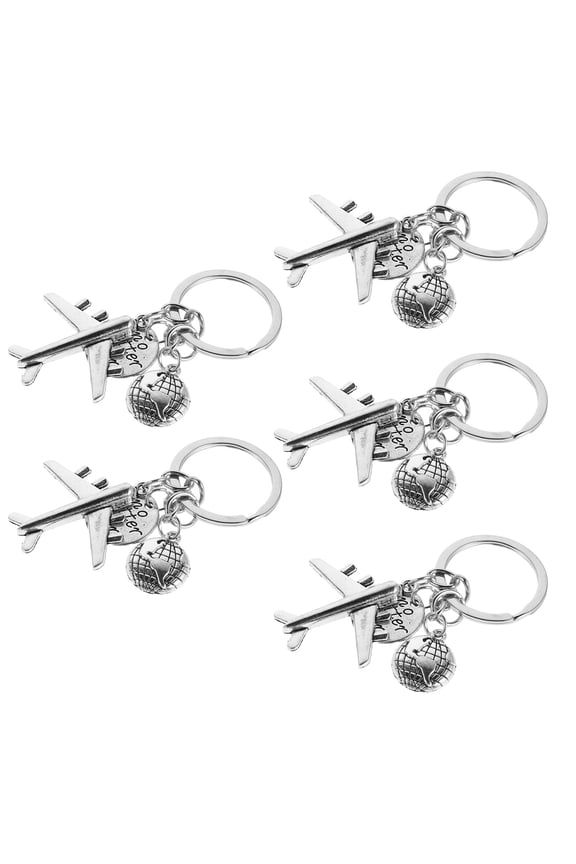 5-Pack Alloy Airplane Keychains with Travel Plane Pendants for Backpack, Handbag, and Luggage Accessories