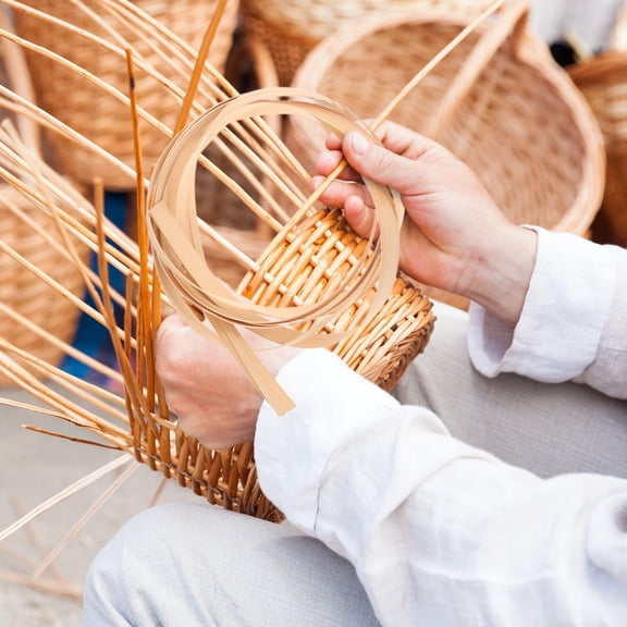 MOKKHNB 5Pcs Beige Flat Cane Webbing Strips for Wicker Repair and Rustic Wedding Decorations