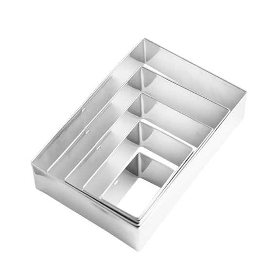 MOKKHNB 5-Piece Plated Stainless Steel Rectangle Cookie Cutter Set for Baking Dough and Multifunctional Kitchen Use