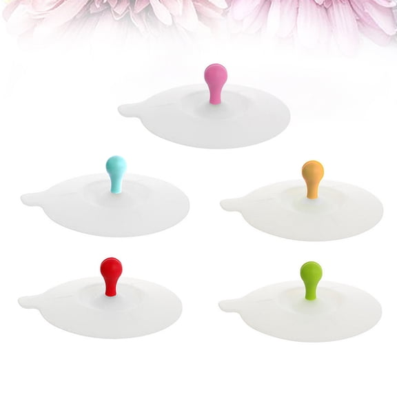 MOKKHNB 5Pcs Silicone Mug Lids Assorted Colors Keeps Drink Warm and Dust Free
