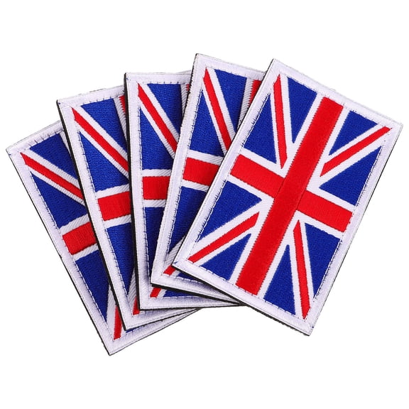 MOKKHNB 5Pcs United Kingdom Flag Patch with Loop Fastener Handcrafted Embroidery for Accessories