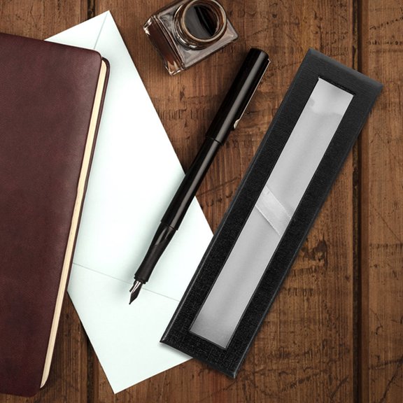 MOKKHNB 6Pcs Black Paper Pen Boxes for Pen Storage Pencil Case Organizer with Clear Display Window
