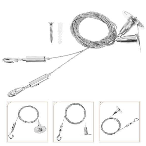 MOKKHNB 6Pcs Heavy Duty Silver Stainless Steel Wire Rope for Adjustable Picture and Light Hanging
