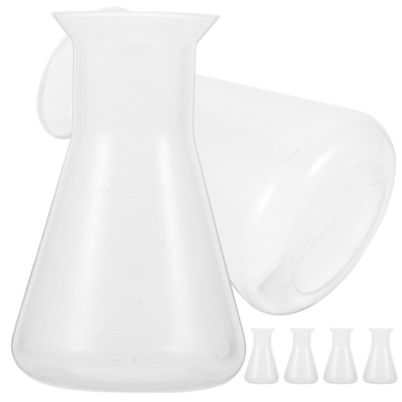 MOKKHNB 6Pcs Laboratory Flask Set Plastic Conical Flask Transparent for Chemical Storage Use